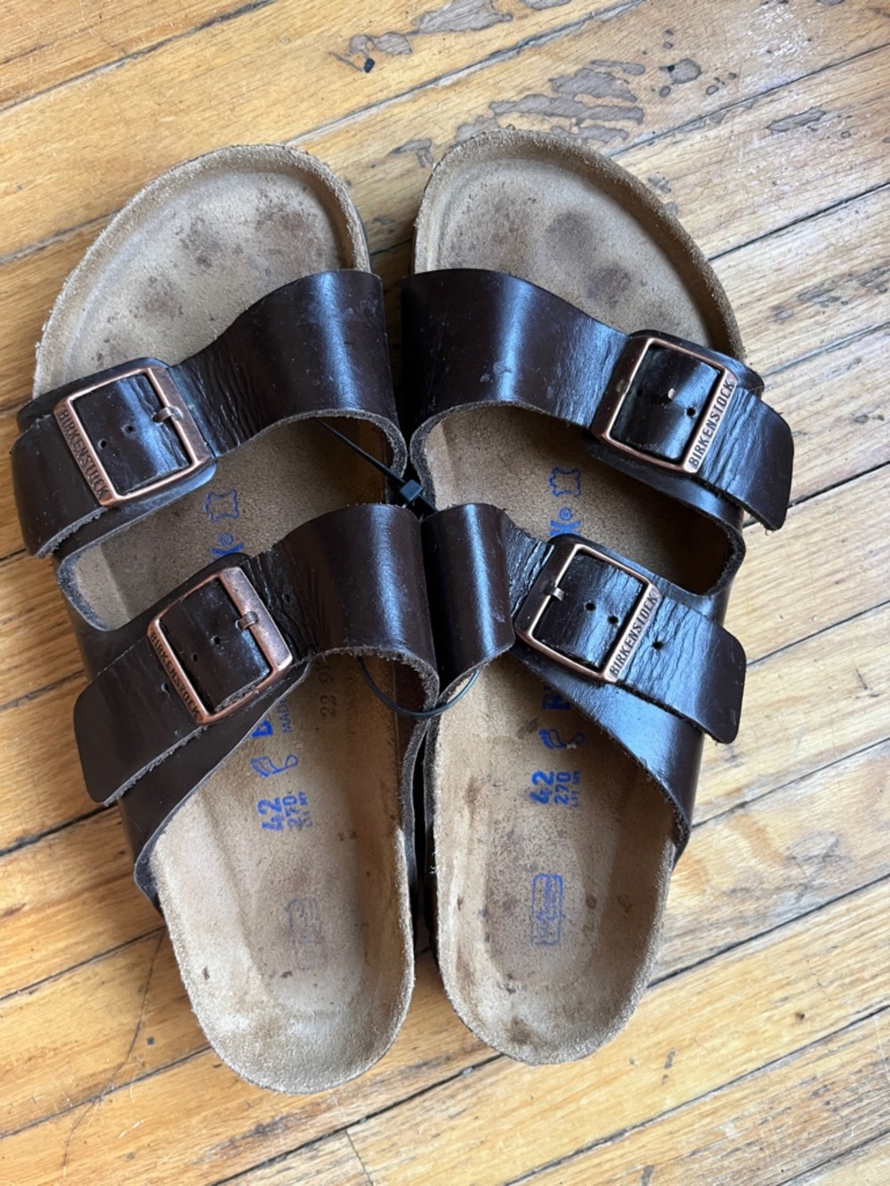 Birkenstock Arizona Double-Strap Sandals in Dark Brown Leather M9 L11